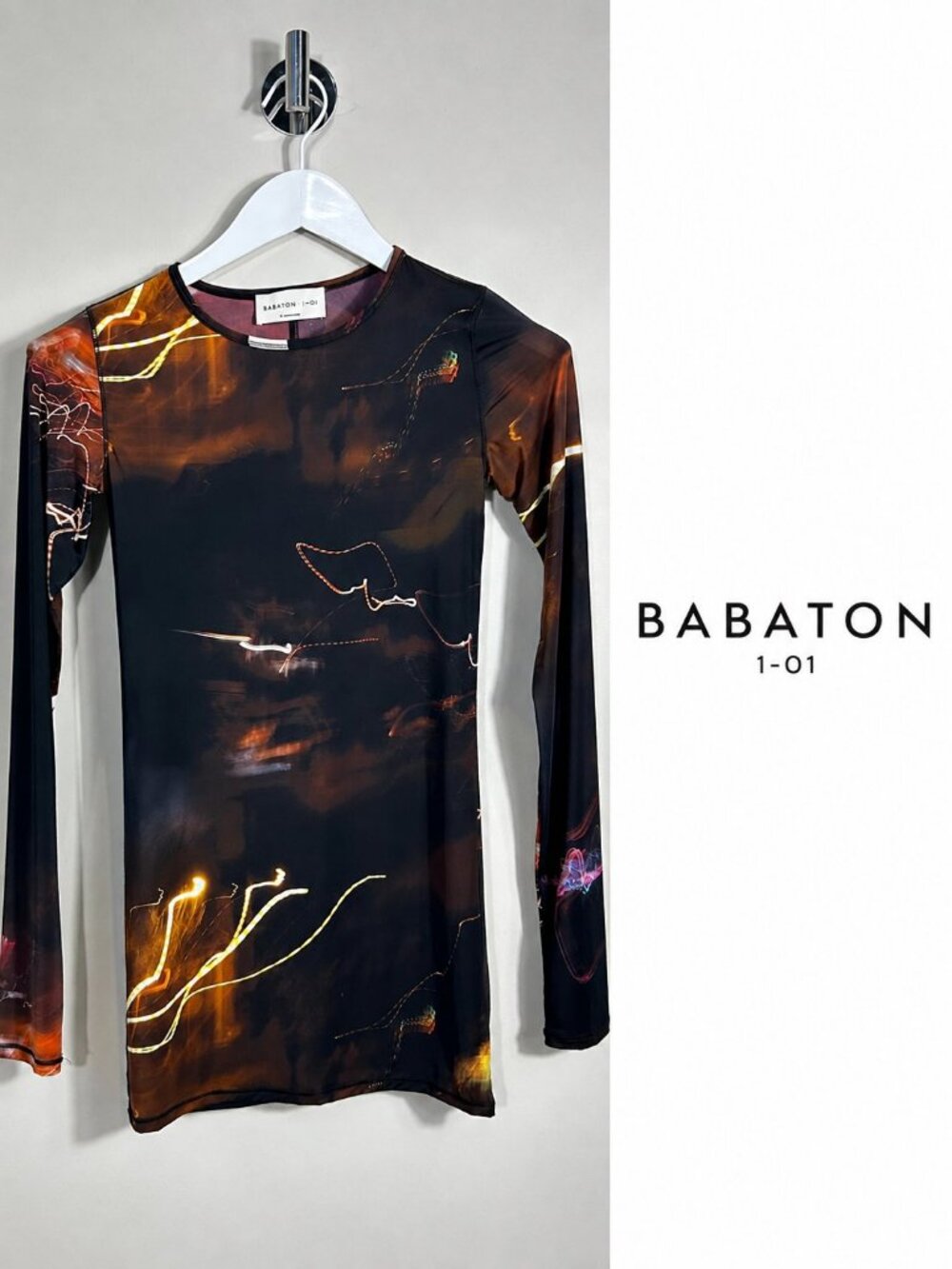 ✨ Rare Aritzia Babaton 1-01 Abstract Long Sleeve Mini Dress ✨ Size S